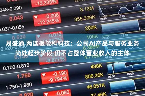 易盛通 两连板能科科技：公司AI产品与服务业务尚处起步阶段 仍不占整体营业收入的主体